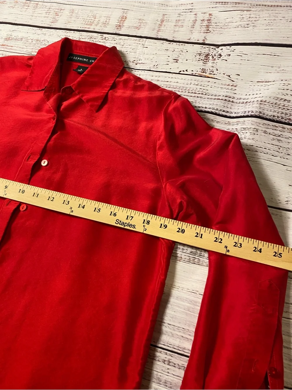 Josephine Chaus Red Silk Button-Down Blouse Sz-8